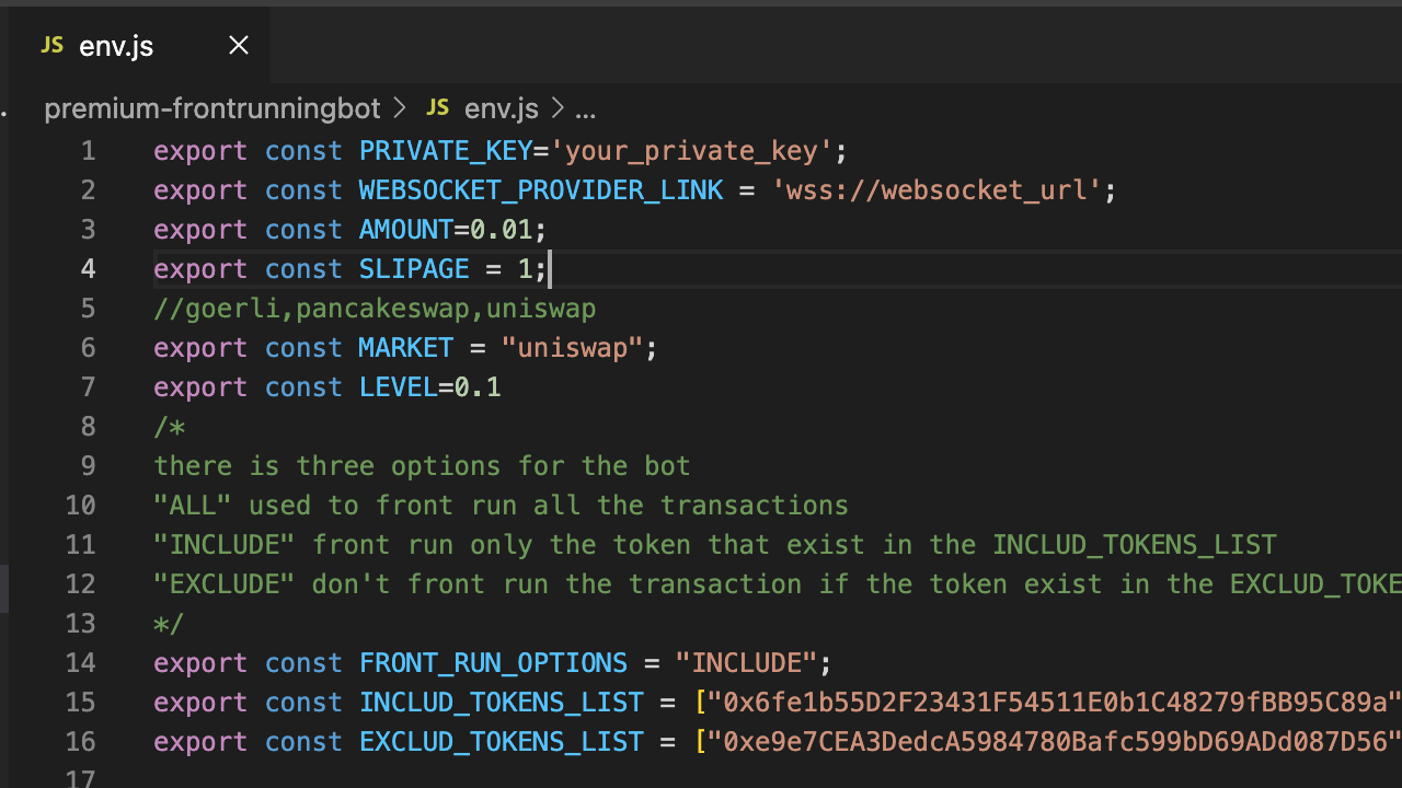 Config file for fastlybot premium frontrunning bot